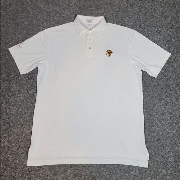 Peter Millar Summer Comfort Blue Jack National Golf Polo Shirt Size L White - Picture 1 of 11
